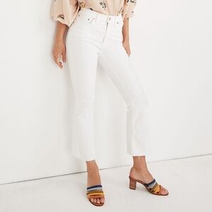 Madewell Cali Demi Boot Jeans in Pure White Denim Raw Hem Edition Size 29